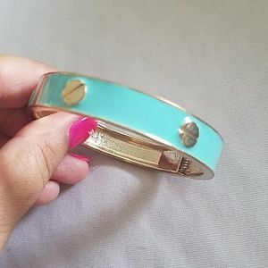 Gold Turquoise acrylic screw bangle